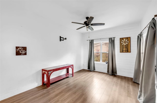 interior space featuring ceiling fan and light hardwood / wood-style floors