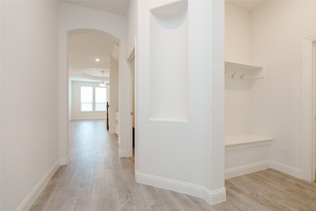 corridor featuring light wood-type flooring