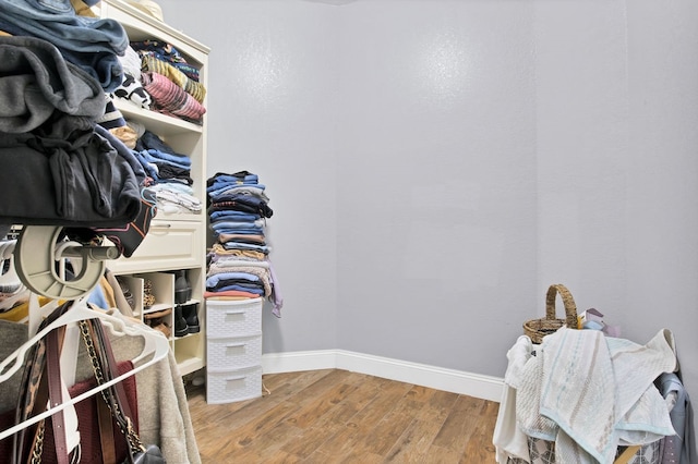 spacious closet with hardwood / wood-style flooring