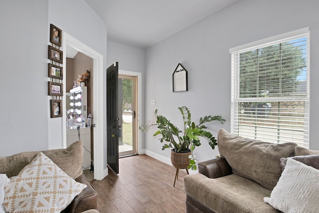 foyer with hardwood / wood-style flooring