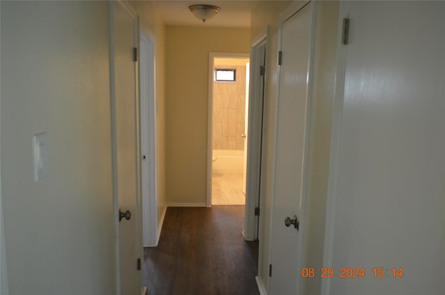 corridor featuring dark hardwood / wood-style floors