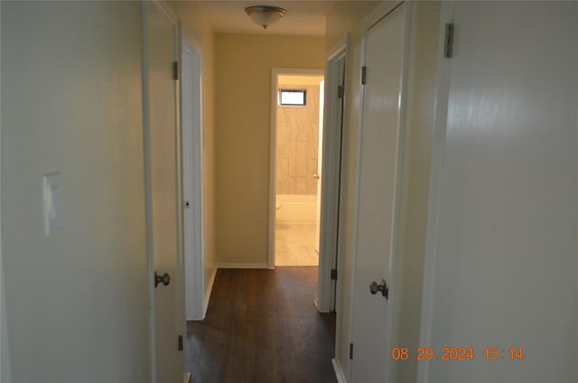 corridor featuring dark wood-style floors