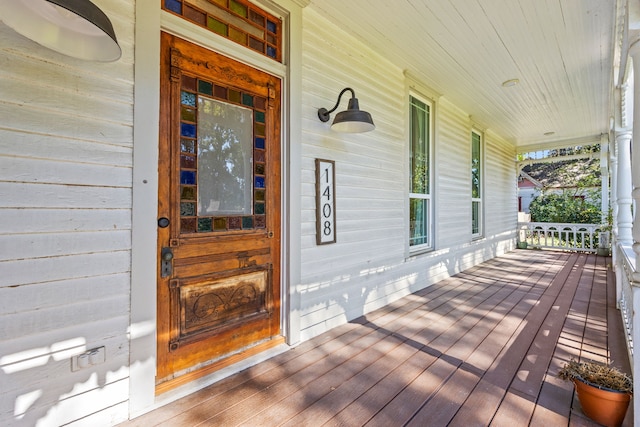 deck featuring covered porch