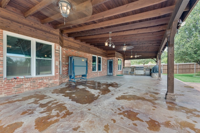 view of patio / terrace with a grill and ceiling fan