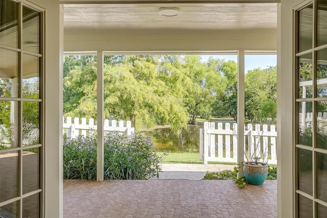 doorway with a water view