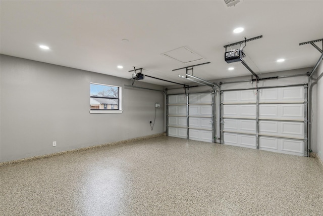 garage with a garage door opener