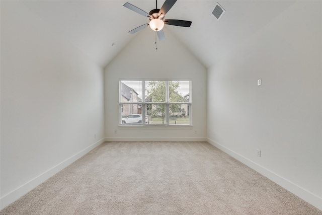 interior space featuring lofted ceiling and ceiling fan