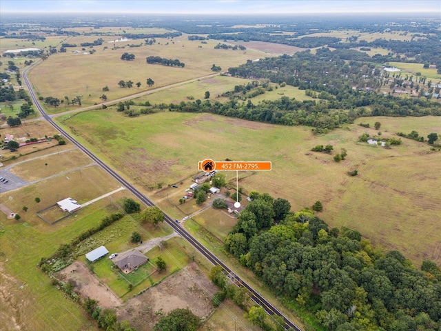 aerial view featuring a rural view