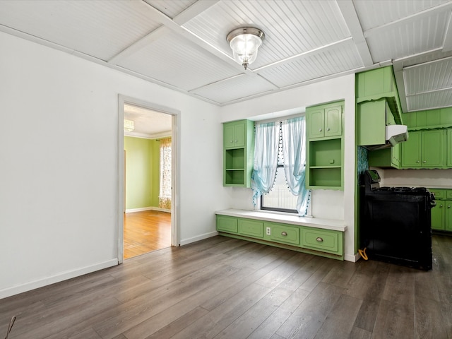 interior space with dark hardwood / wood-style floors