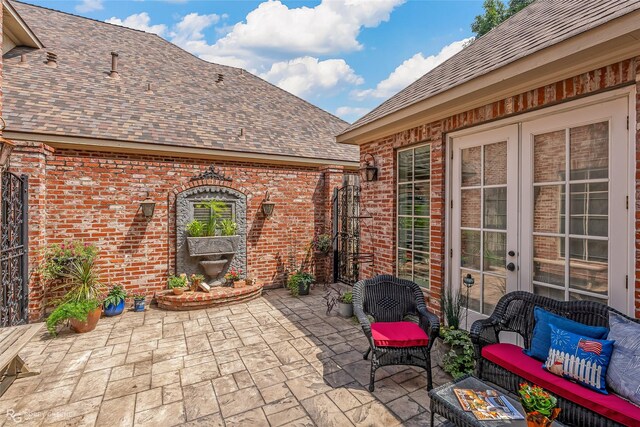 view of patio featuring french doors