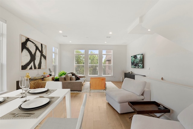 living room featuring light wood-type flooring