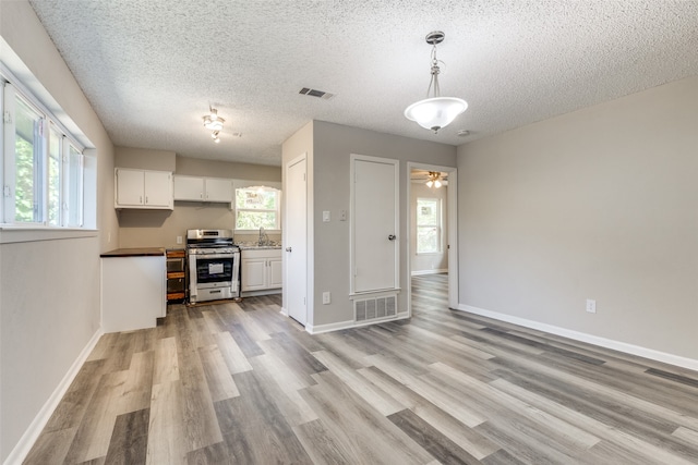 interior space featuring light hardwood / wood-style floors, sink, ceiling fan, and a wealth of natural light