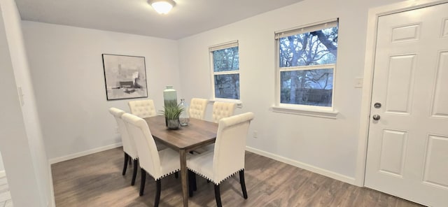 dining area featuring dark hardwood / wood-style flooring