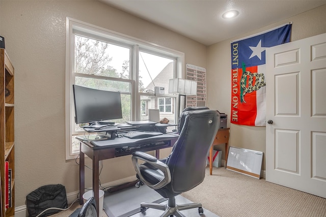 home office featuring carpet floors