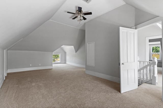 1401 Arp St, Commerce, TX 75428 - additional living space featuring lofted ceiling, carpet, ceiling fan, and baseboards