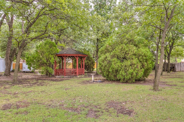 view of yard with a gazebo