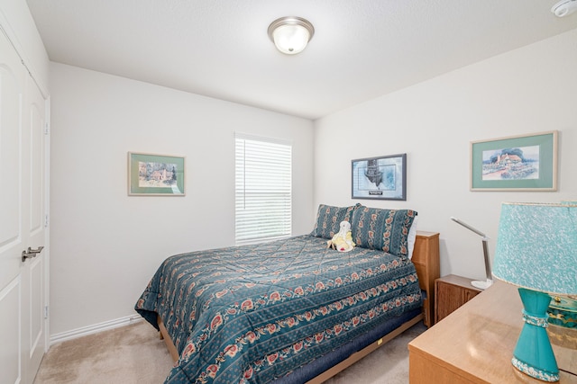 carpeted bedroom featuring a closet