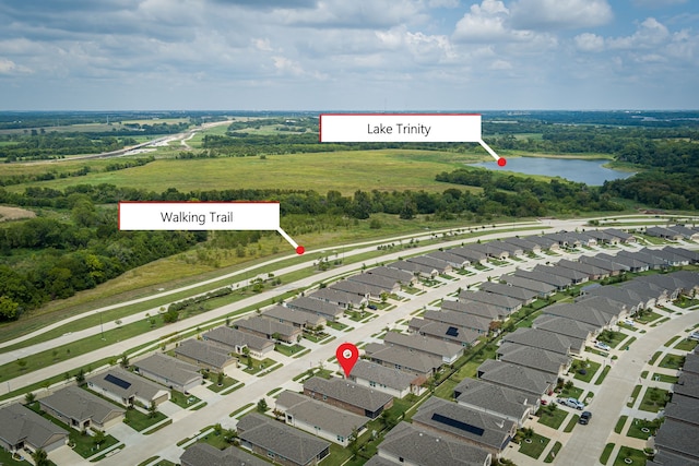 816 Hidden Eddy Dr, Mckinney, TX 75071 - aerial overview of property's location featuring a large body of water and nearby suburban area