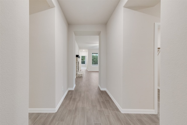 hall featuring light wood-type flooring