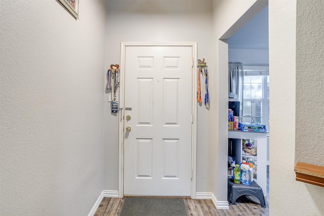 doorway to outside featuring light hardwood / wood-style floors