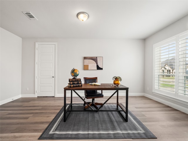 office space featuring wood-type flooring