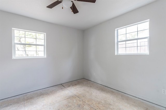 spare room featuring ceiling fan