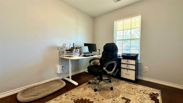 office space featuring wood-type flooring