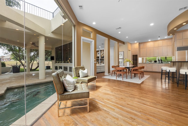 interior space with light hardwood / wood-style flooring