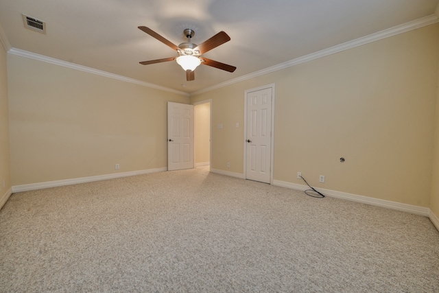 interior space featuring ceiling fan and ornamental molding