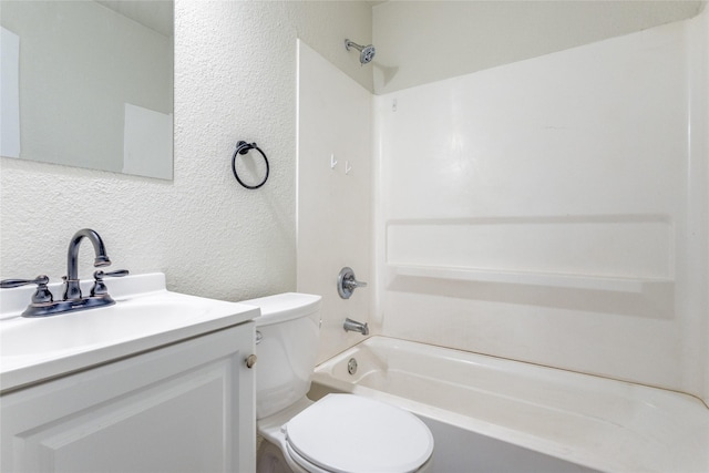 full bathroom with vanity, toilet, and shower / bath combination