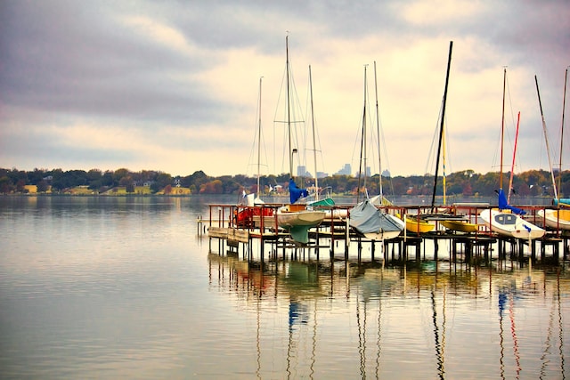 view of dock featuring a water view