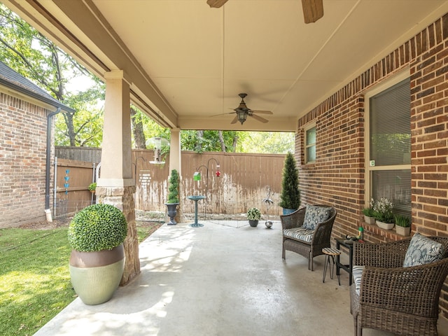 view of patio / terrace with ceiling fan