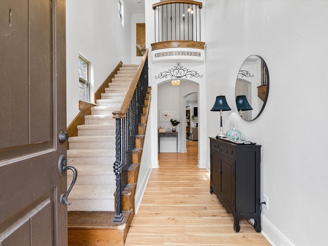 foyer entrance featuring light hardwood / wood-style floors