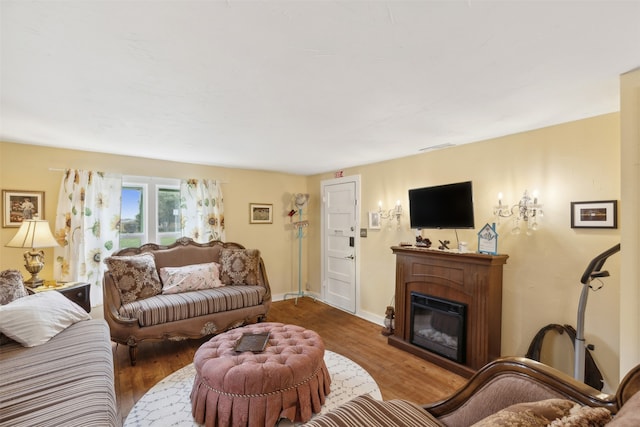 living room with hardwood / wood-style floors