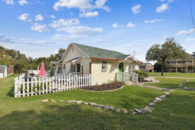 view of property exterior with a lawn