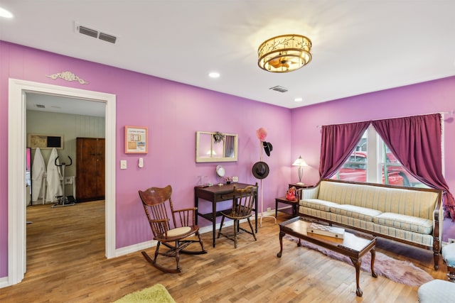 living room with hardwood / wood-style floors