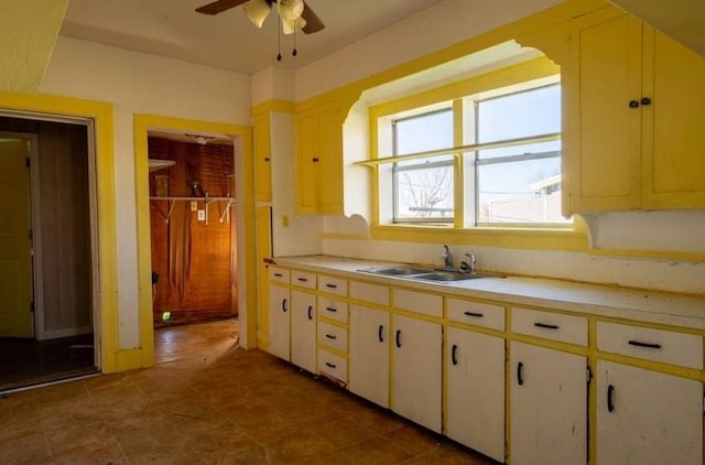 kitchen with sink and ceiling fan