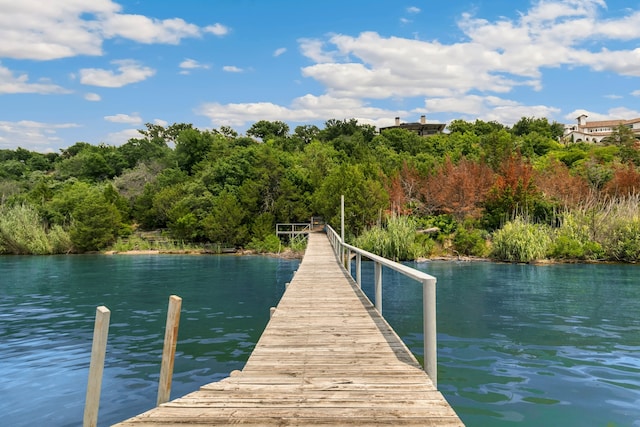 dock area featuring a water view