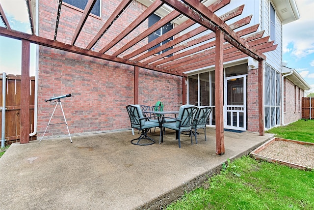 view of patio / terrace featuring a pergola