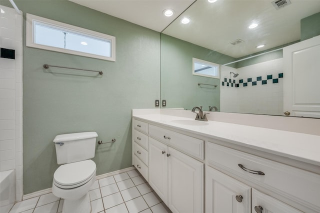 10200 Zipper Rd, Pilot Point, TX 76258 - full bath with vanity, recessed lighting, tile patterned flooring, and shower / washtub combination