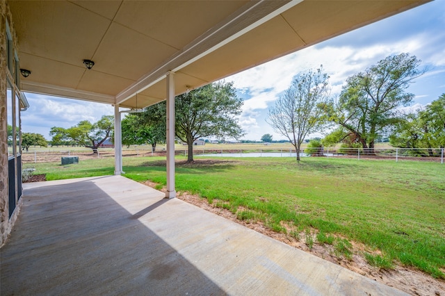 view of patio / terrace featuring a water view