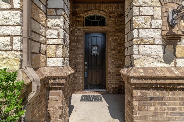 115 Aurora Vista Trl, Aurora, TX 76078 - doorway to property featuring stone siding and brick siding