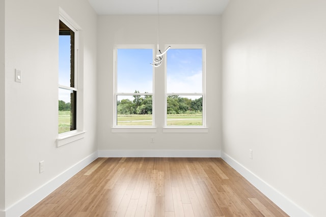 spare room featuring light hardwood / wood-style floors