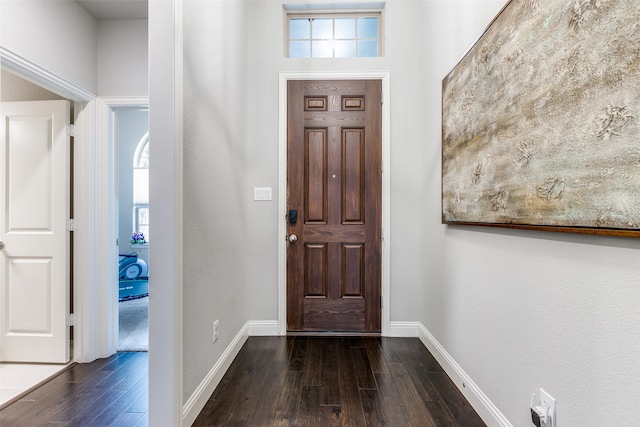 entrance foyer featuring dark hardwood / wood-style floors