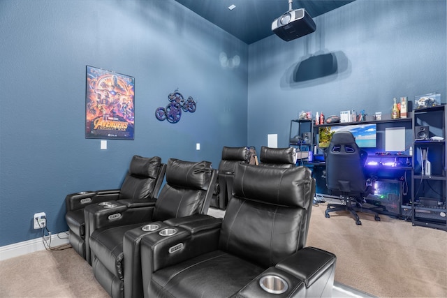 view of carpeted home theater