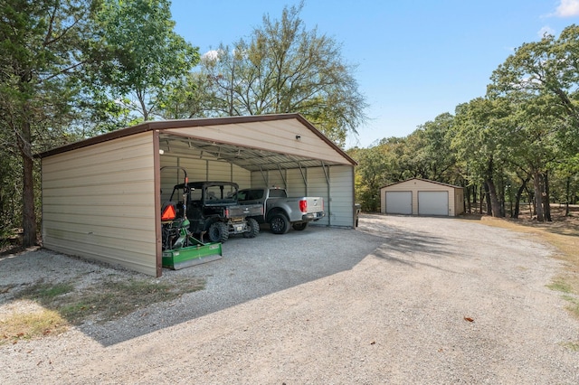 garage with a carport