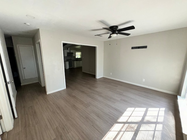 interior space featuring ceiling fan and hardwood / wood-style flooring