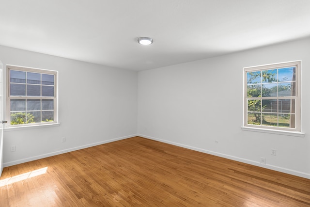 empty room featuring a wealth of natural light and hardwood / wood-style floors