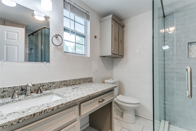2823 Summit View Dr, Bedford, TX 76021 - bathroom with toilet, vanity, and a stall shower