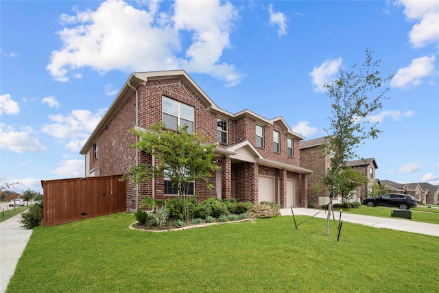 view of front facade with a front lawn and a garage